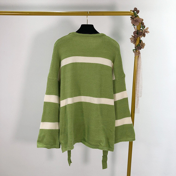 Pulover casual cu dungi cu cravate in trei culori