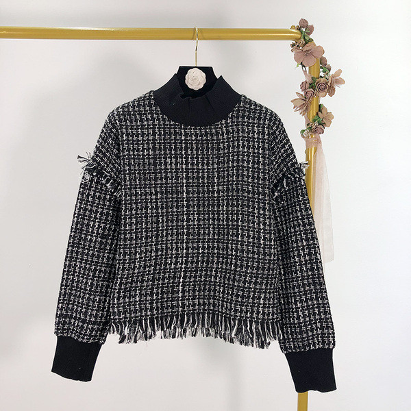 Lezser kockás blúz pólógallérral - széles modell