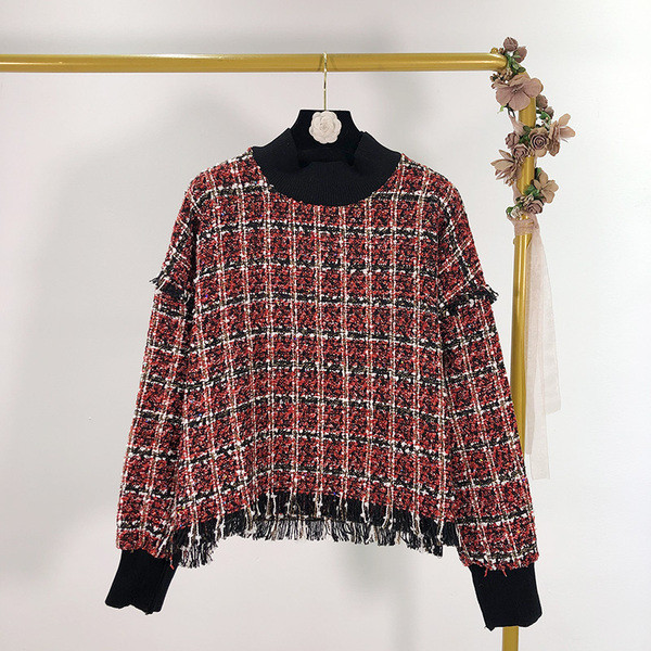 Lezser kockás blúz pólógallérral - széles modell