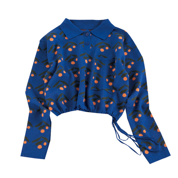 Női pulóver két színben klasszikus gallérral és zsebbel