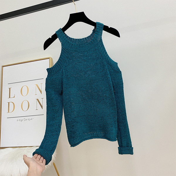 Modern női pulóver csupasz vállal, több színben