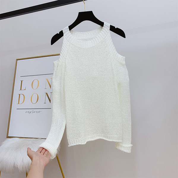 Modern női pulóver csupasz vállal, több színben