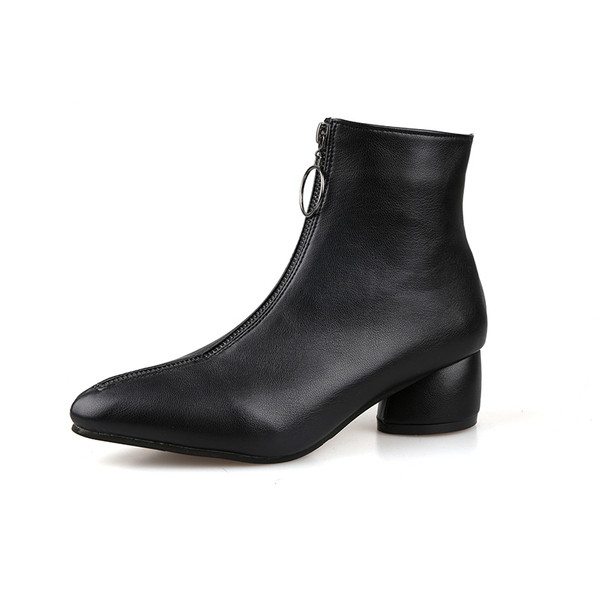 Cizme de dama stilate model ascutit cu fermoar de culoare neagra