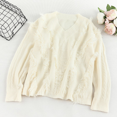 Női pulóver négy színben V-nyakkal