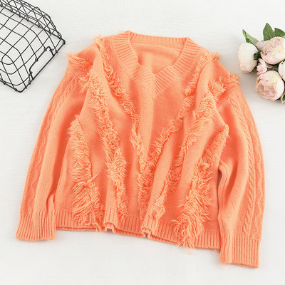 Női pulóver négy színben V-nyakkal