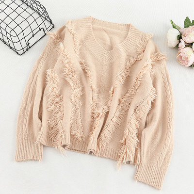 Női pulóver négy színben V-nyakkal