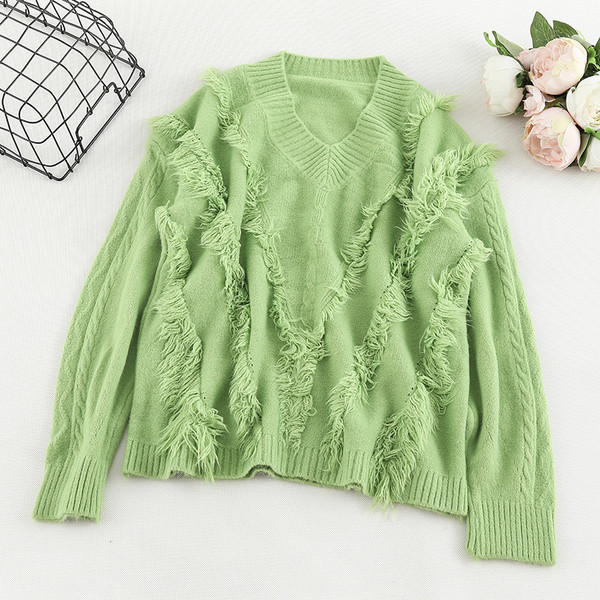 Női pulóver négy színben V-nyakkal