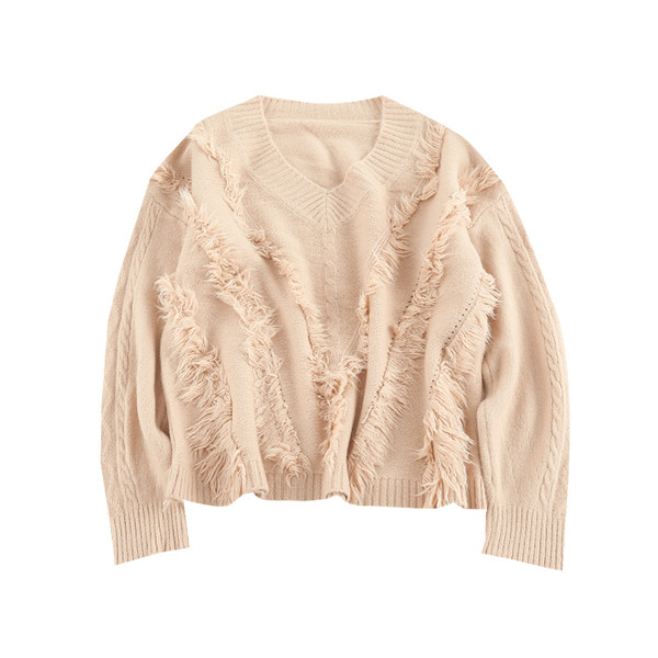 Női pulóver négy színben V-nyakkal