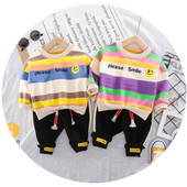 Új modell gyerek szett fiúknak kétrészes csíkos blúz + nadrág