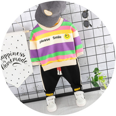 Új modell gyerek szett fiúknak kétrészes csíkos blúz + nadrág