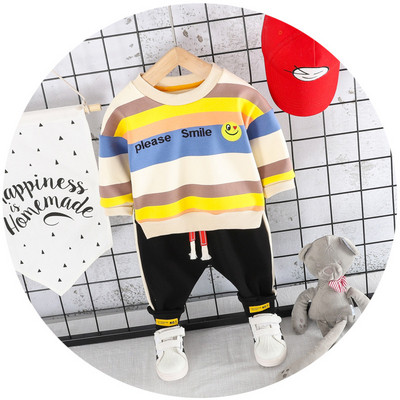 Új modell gyerek szett fiúknak kétrészes csíkos blúz + nadrág