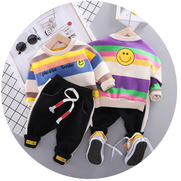 Új modell gyerek szett fiúknak kétrészes csíkos blúz + nadrág