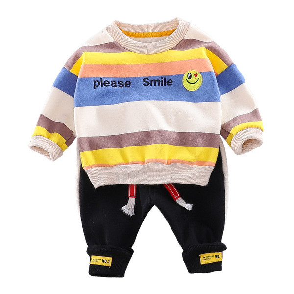 Új modell gyerek szett fiúknak kétrészes csíkos blúz + nadrág