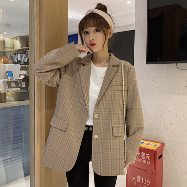 Geaca dama lata in carouri in doua culori