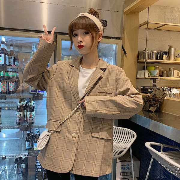 Geaca dama lata in carouri in doua culori