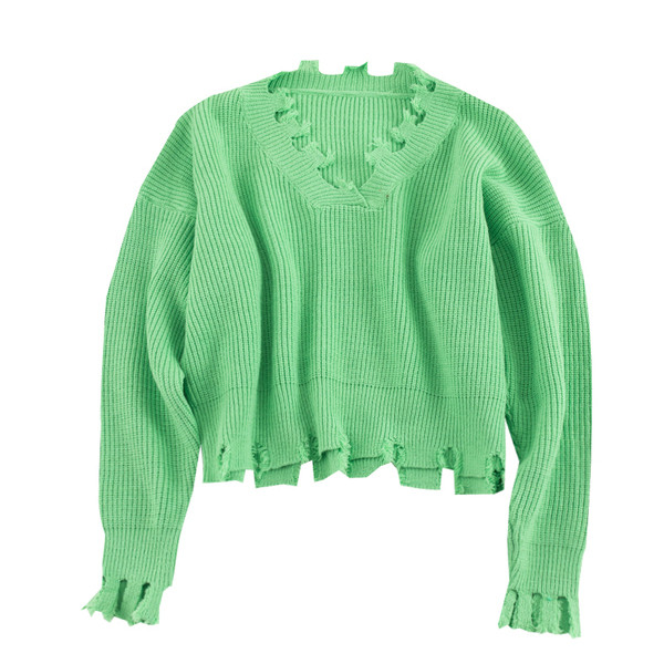 Pulover casual de dama in patru culori cu decolteu in V