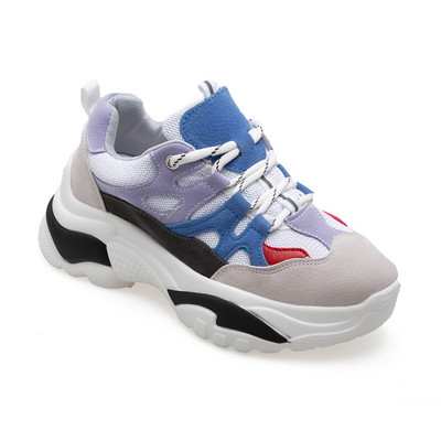 Női tornacipő velúr elemmel, durva talppal, két színben