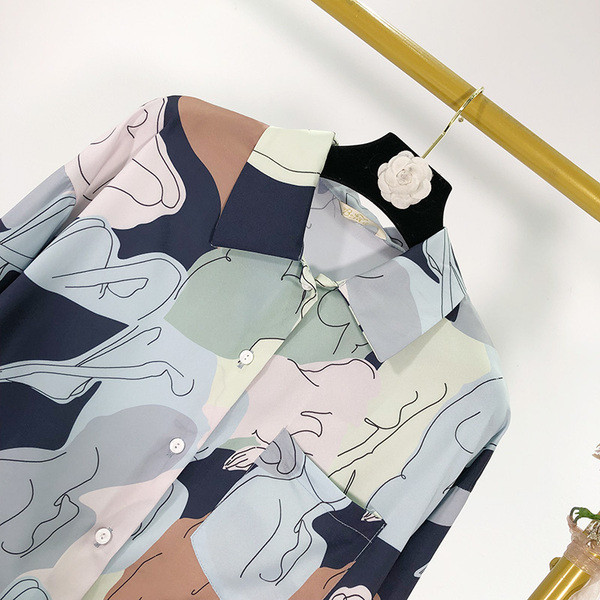 Női ing klasszikus modell színes mintával