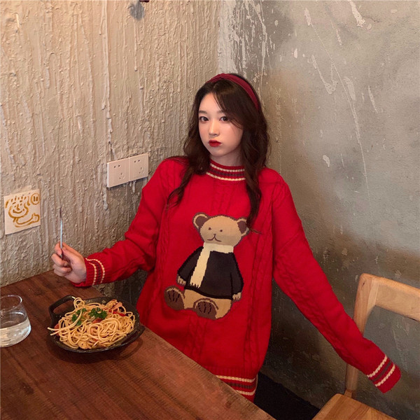 Modern női pulóver három színben - kék, piros és fehér