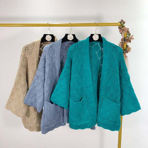 Női kardigán rögzítés és 7/8-as ujjú nélkül - három színben