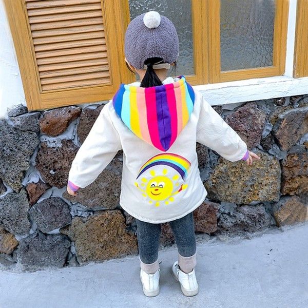 Geaca pentru fete pentru copii alb si roz cu aplicatie