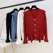 Pulover de dama cu decolteu spitz si pietre de decor in patru culori