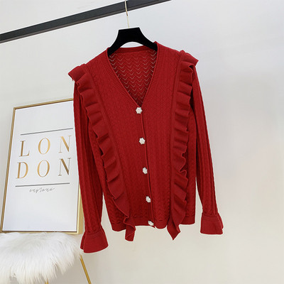 Pulover de dama cu decolteu spitz si pietre de decor in patru culori