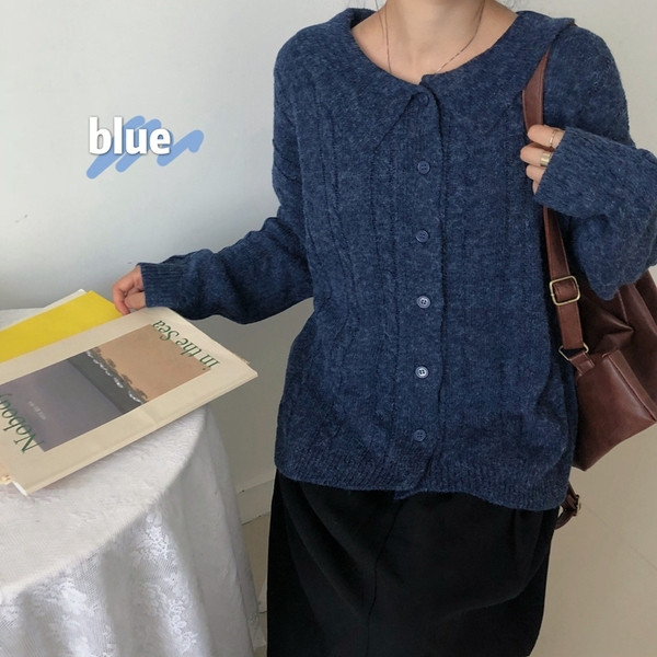 Γυναικείο μακρύ πουλόβερ σε μπλε και άσπρο χρώμα