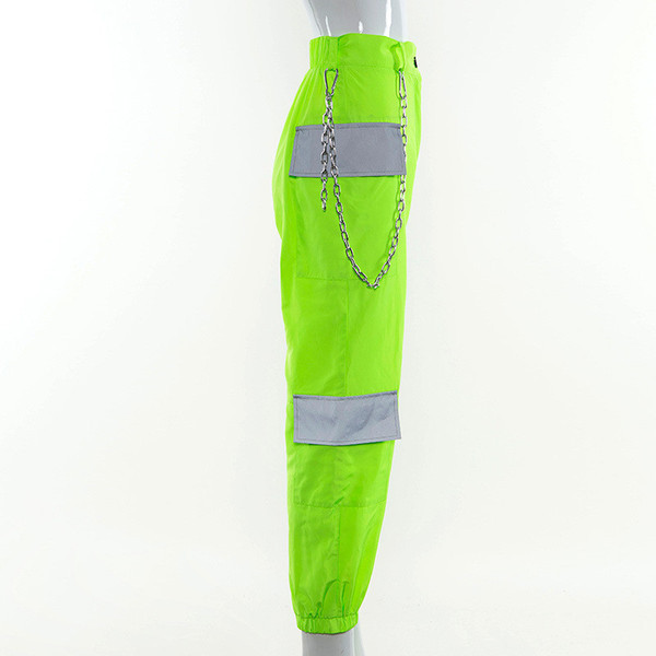 Modern női nadrág magas derékkal, sárga zsebbel