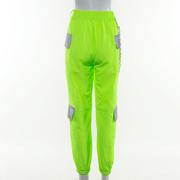 Modern női nadrág magas derékkal, sárga zsebbel