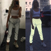 Modern női nadrág magas derékkal, ezüst színben