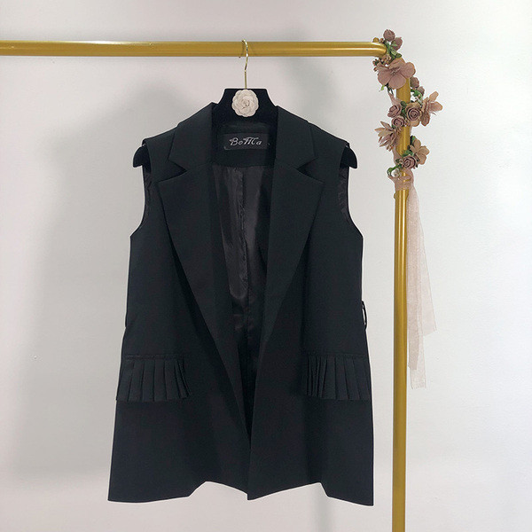 Női elegáns mellény fekete színben, rögzítés nélkül