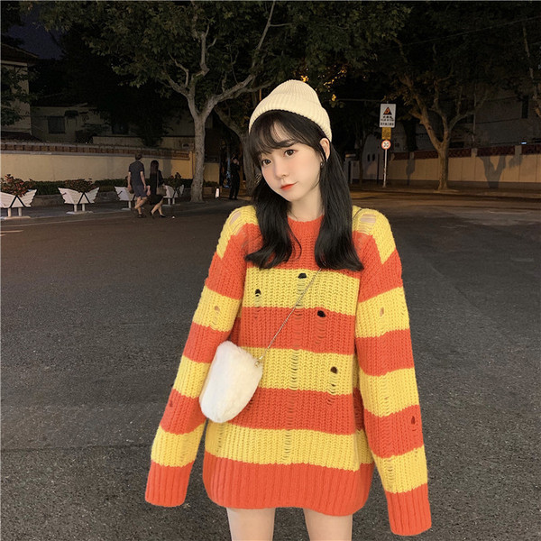 Pulover larg lung de dama in doua culori