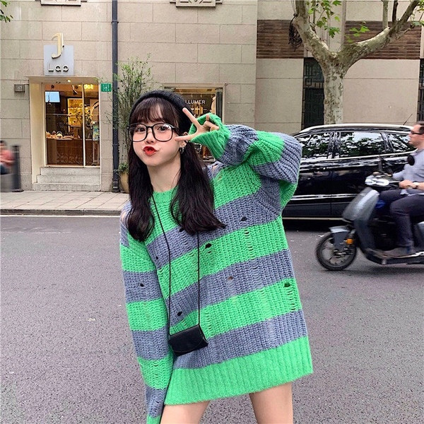 Pulover larg lung de dama in doua culori