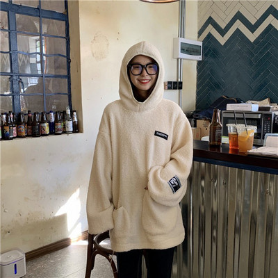 Női hétköznapi pulóver két színben, zsebekkel és kapucnival