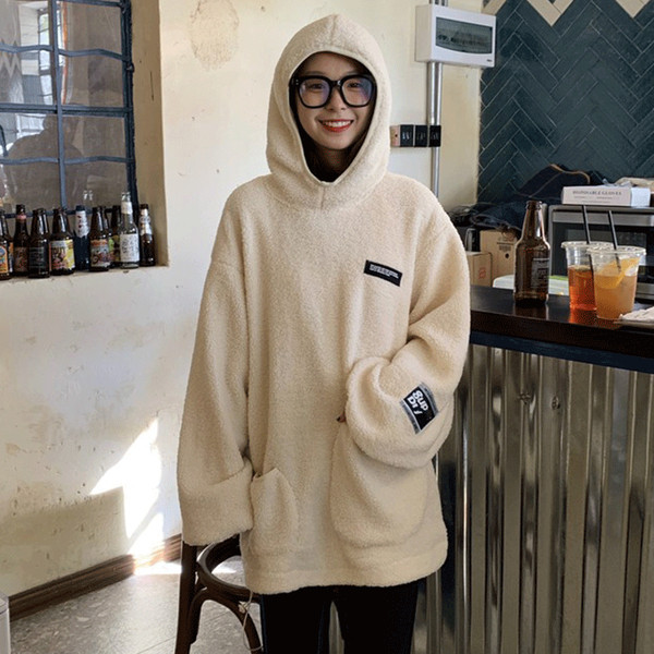 Női hétköznapi pulóver két színben, zsebekkel és kapucnival