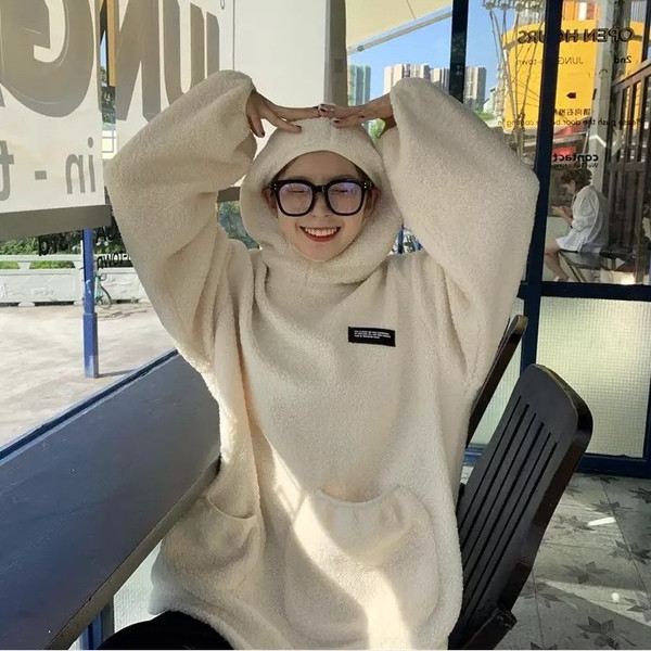 Női hétköznapi pulóver két színben, zsebekkel és kapucnival