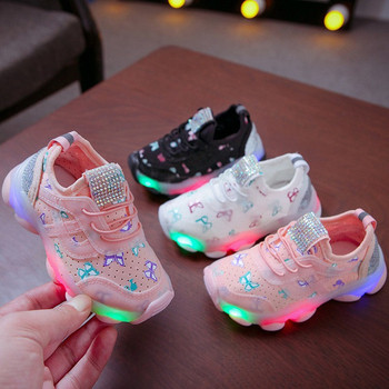 Παιδικά πάνινα παπούτσια με φώτα LED και εφαρμογή σε διάφορα χρώματα