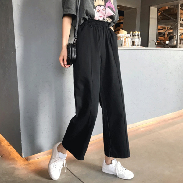 Női széles nadrág két színben gumírozott derékkal