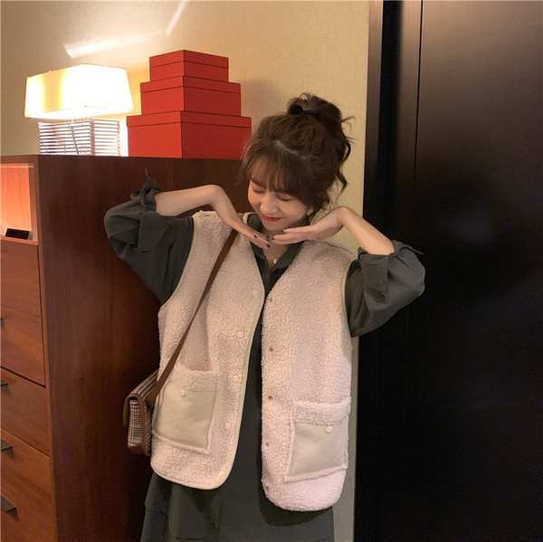 Női alkalmi mellény két színben - széles, zsebes modell