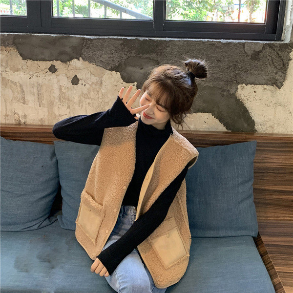 Női alkalmi mellény két színben - széles, zsebes modell