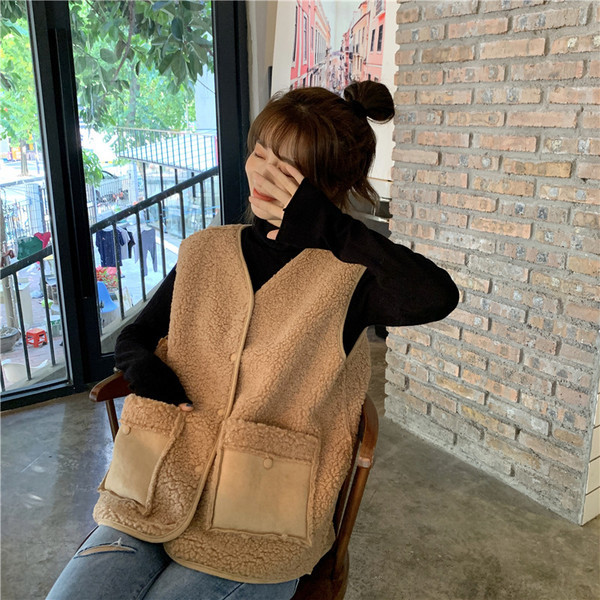 Női alkalmi mellény két színben - széles, zsebes modell