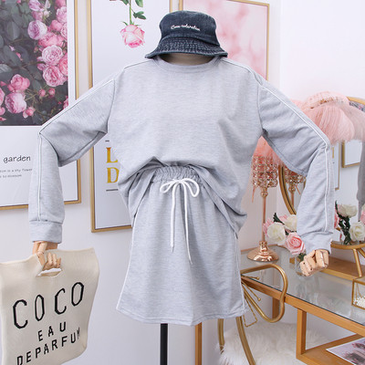 Új modell sport női kétrészes blúz + szoknya szett szürke, narancssárga, zöld és fekete színekben