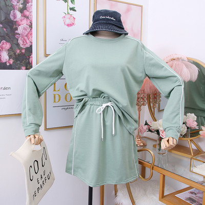 Új modell sport női kétrészes blúz + szoknya szett szürke, narancssárga, zöld és fekete színekben