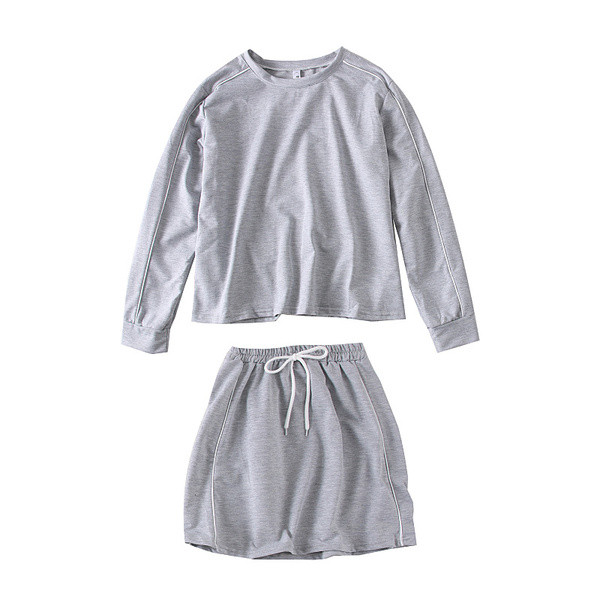 Új modell sport női kétrészes blúz + szoknya szett szürke, narancssárga, zöld és fekete színekben