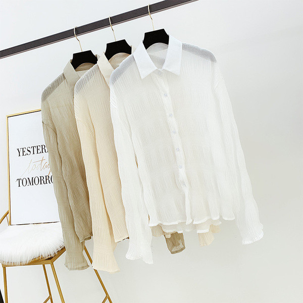 Modern női ing gallérral, három színben