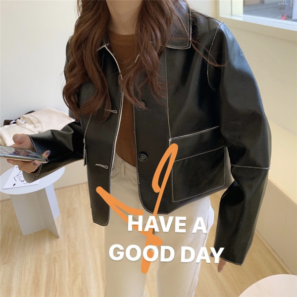 Női alkalmi kabát eko bőrből - széles modell zöld és fekete színben