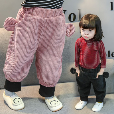 Модерен детски панталон в три цвята с джобове и висока талия