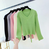 Pulover de dama model uni cu decolteu spitz in mai multe culori