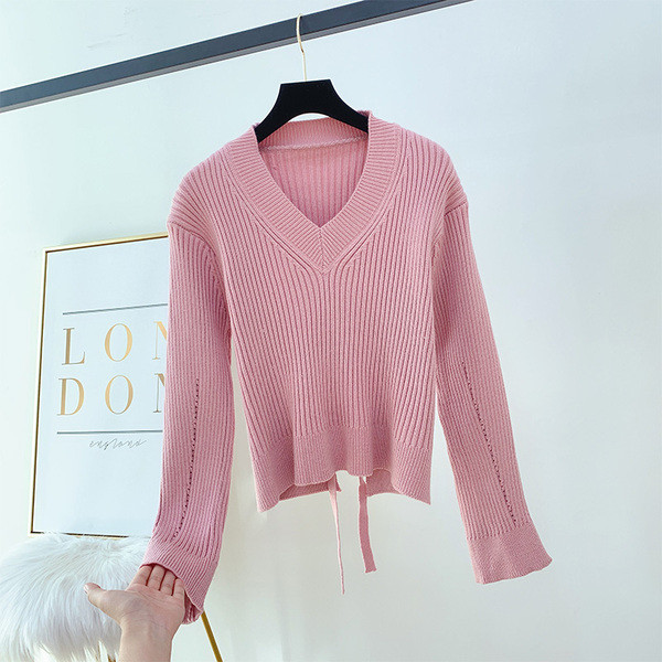 Pulover de dama model uni cu decolteu spitz in mai multe culori